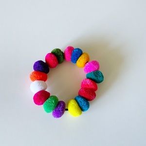 Multicolor Pom Pom Bracelet/Hair Tie